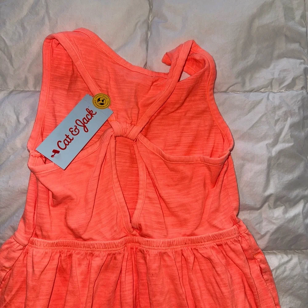 Size 4/5  Coral Girl’s Knit Maxi Dress Twist Back w/pockets Super Bright